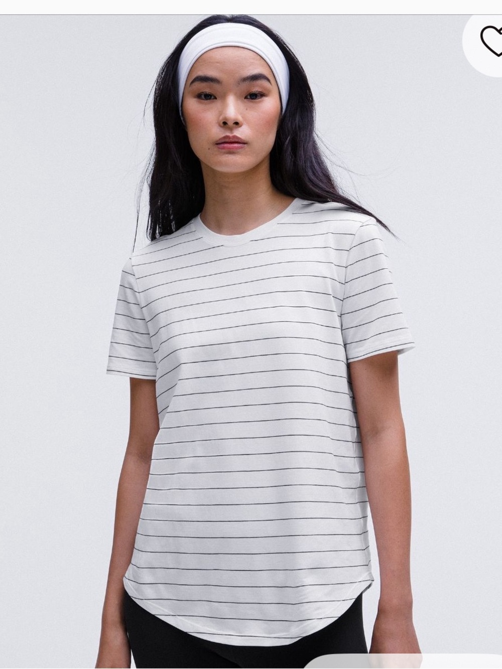 lululemon athletica love crewneck size 10 White Tee with Thin Black Stripes